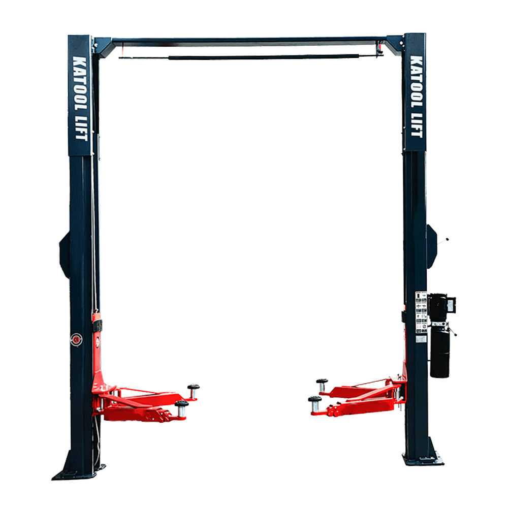 Katool KT-AS110D 11,000 lb Two-Post Asymmetrical Vehicle Lift with Single-Point Lock Release