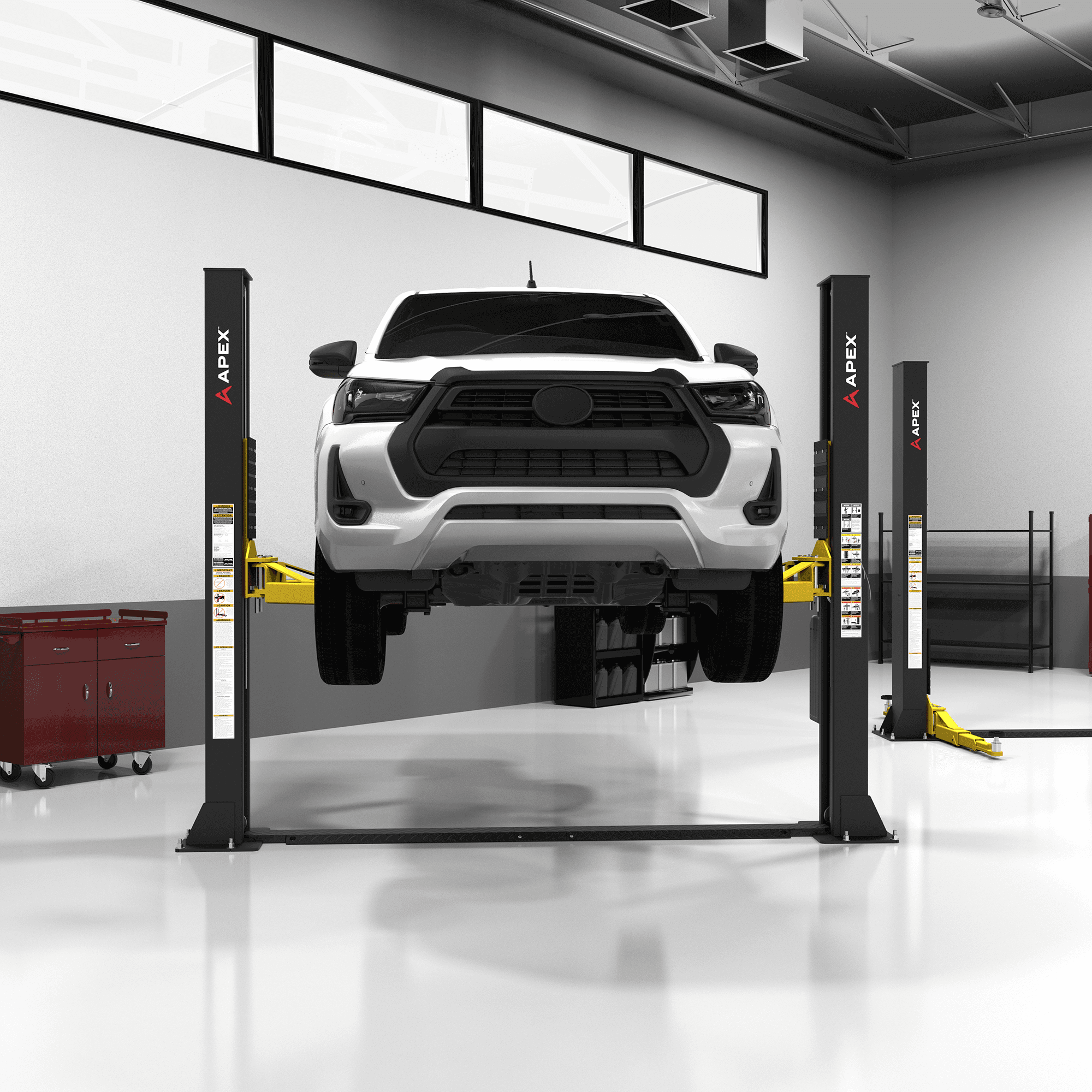 Truck on a professional automotive lift